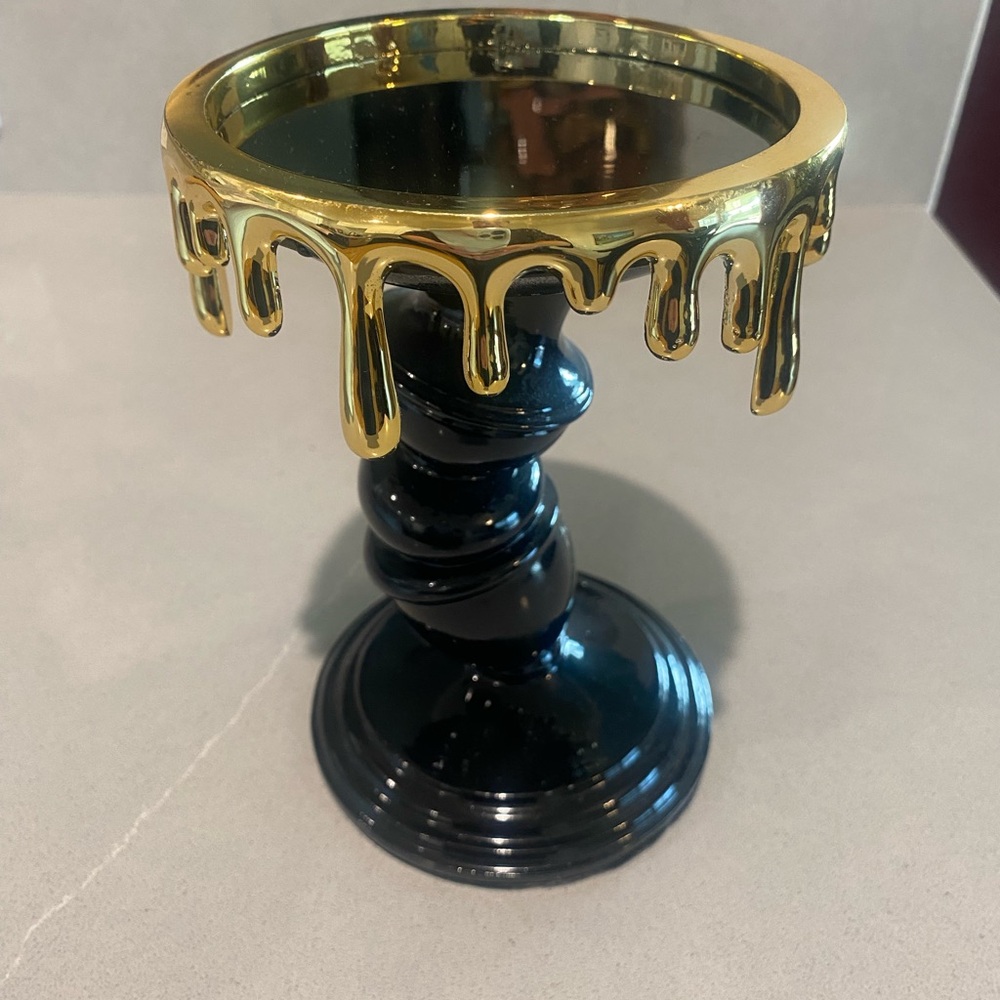 Bath & Body Works Black and Gold Drip Candle Holder
